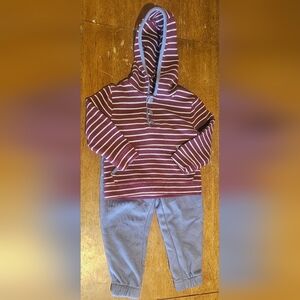 Striped Maroon and Blue Kids Matching Set
